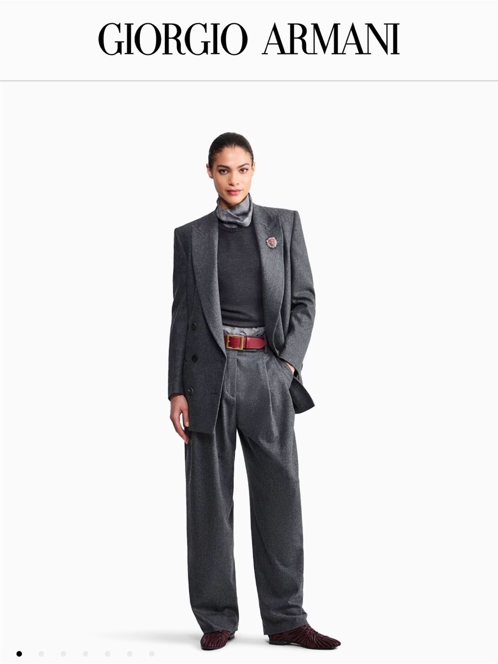 NWT Giorgio Armani Charcoal Gray Wide-Leg Trousers Wool & Cashmere size 50